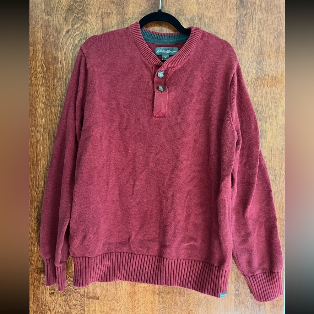Eddie Bauer Men's Maroon Crewneck Sweater L